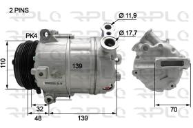 Automotive FT5052 - COMPRESOR OPEL 12V PV4 115MM