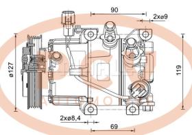 PCV ACP1464000P - COMPRESOR P/MITSUBISHI MAHLE NEW